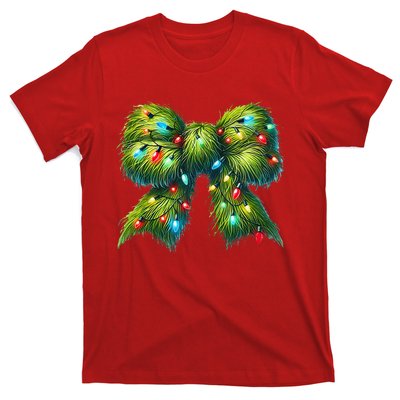 Christmas Green Coquette Bow Lights Christmas Coquette Bow T-Shirt