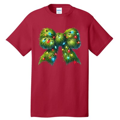 Christmas Green Coquette Bow Lights Christmas Coquette Bow Tall T-Shirt