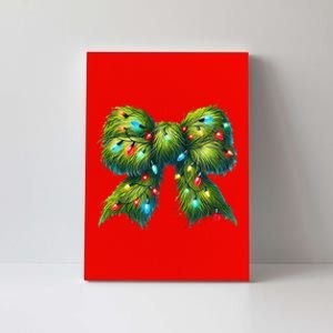 Christmas Green Coquette Bow Lights Christmas Coquette Bow Canvas