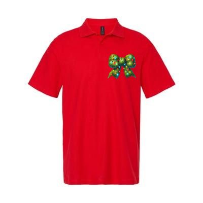 Christmas Green Coquette Bow Lights Christmas Coquette Bow Softstyle Adult Sport Polo