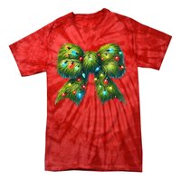 Christmas Green Coquette Bow Lights Christmas Coquette Bow Tie-Dye T-Shirt