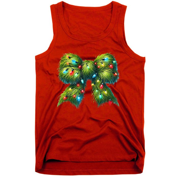 Christmas Green Coquette Bow Lights Christmas Coquette Bow Tank Top