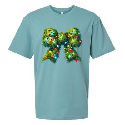 Christmas Green Coquette Bow Lights Christmas Coquette Bow Sueded Cloud Jersey T-Shirt