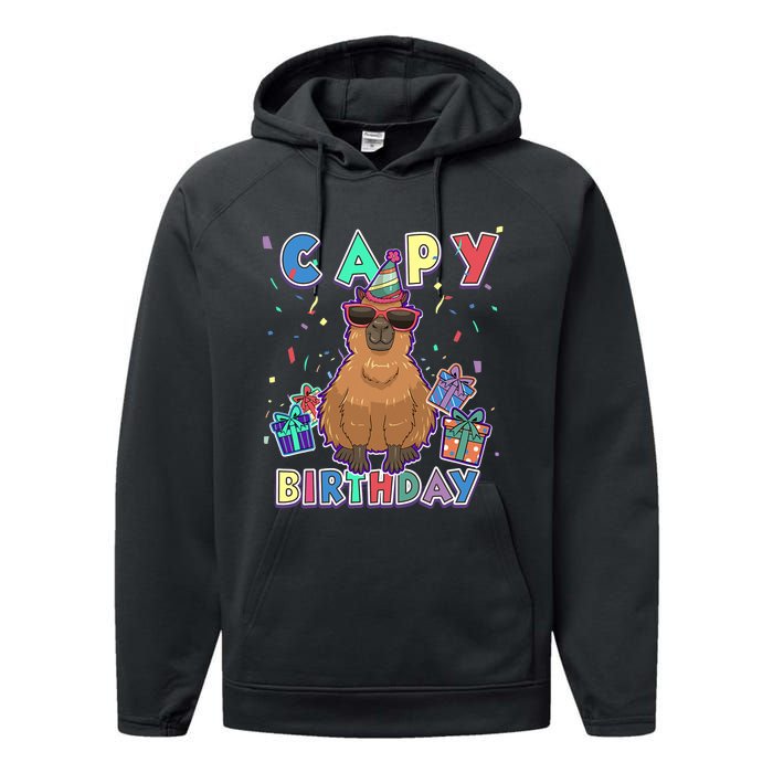 Capybara Gifts, Capy Birthday, Happy Birthday Capybara Performance Fleece Hoodie