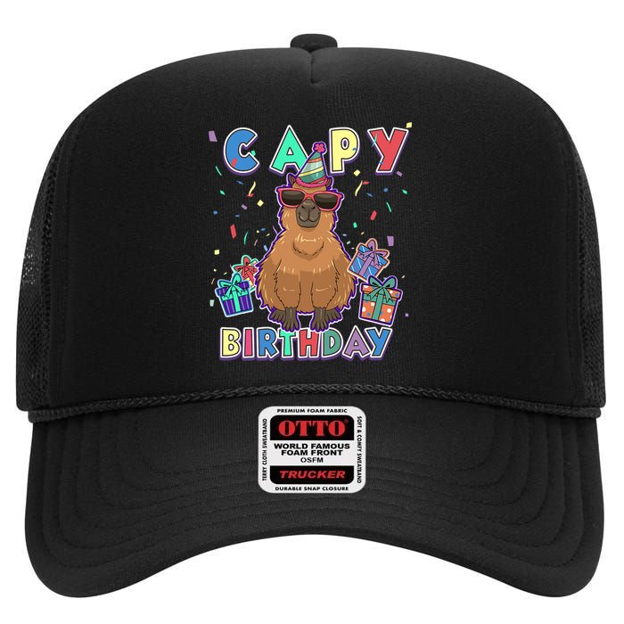 Capybara Gifts, Capy Birthday, Happy Birthday Capybara High Crown Mesh Back Trucker Hat