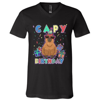 Capybara Gifts, Capy Birthday, Happy Birthday Capybara V-Neck T-Shirt