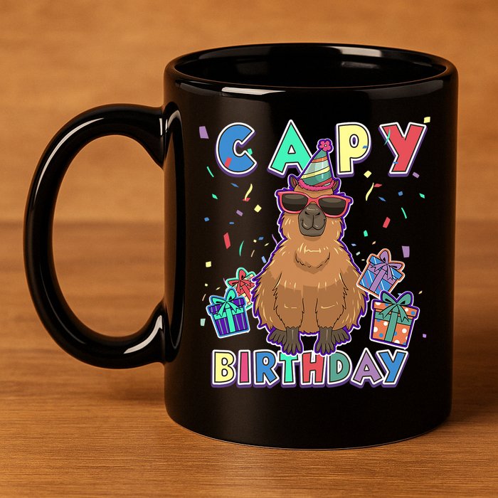 Capybara Gifts, Capy Birthday, Happy Birthday Capybara 11oz C Handle Ceramic Mug