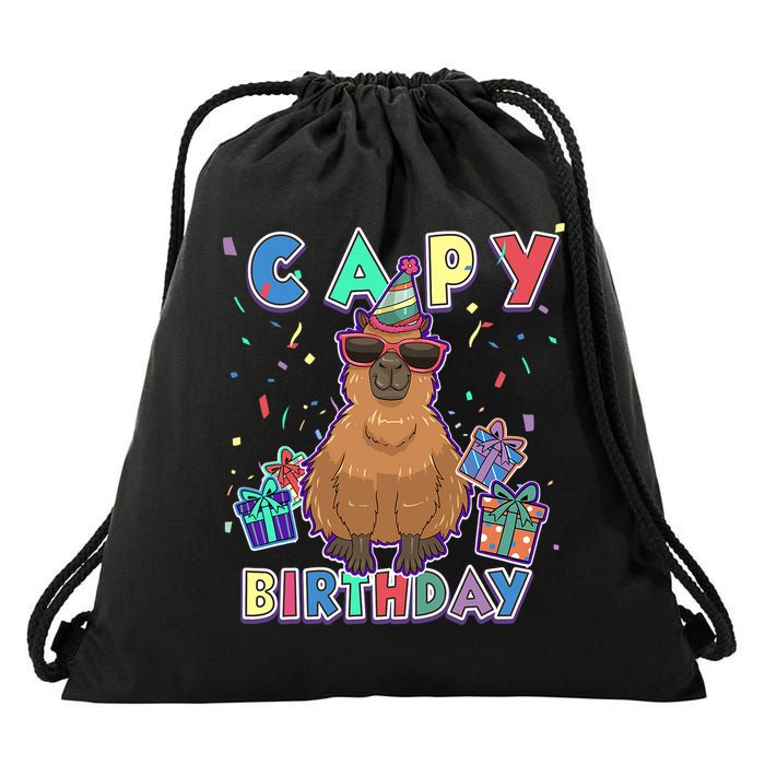 Capybara Gifts, Capy Birthday, Happy Birthday Capybara Drawstring Bag