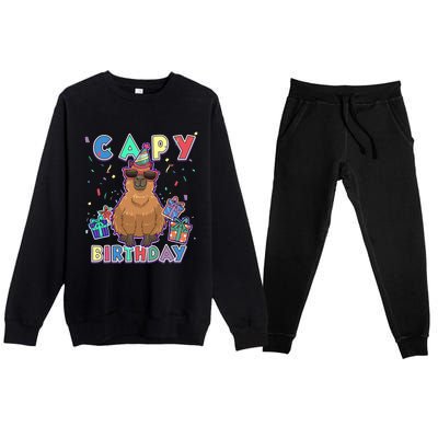 Capybara Gifts, Capy Birthday, Happy Birthday Capybara Premium Crewneck Sweatsuit Set