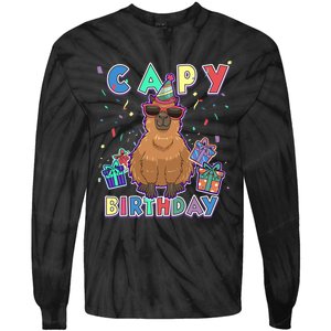 Capybara Gifts, Capy Birthday, Happy Birthday Capybara Tie-Dye Long Sleeve Shirt