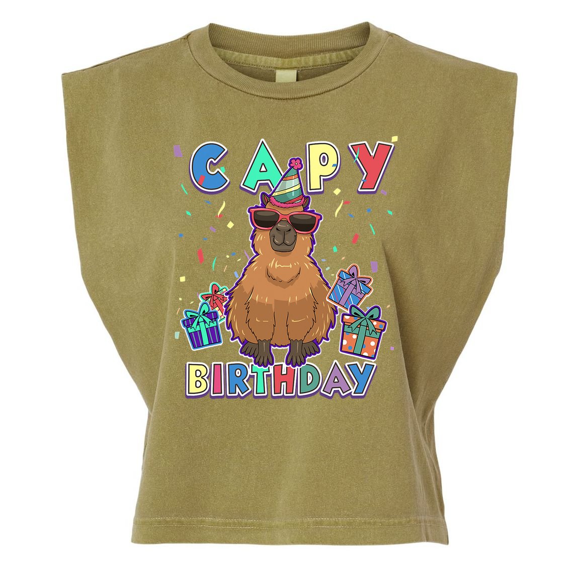 Capybara Gifts, Capy Birthday, Happy Birthday Capybara Garment-Dyed Women's Muscle Tee