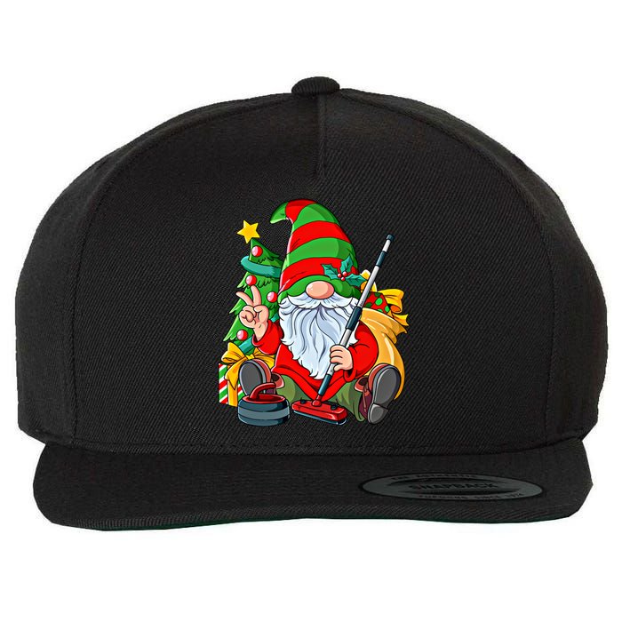 Christmas Gnome Curling Great Gift Wool Snapback Cap