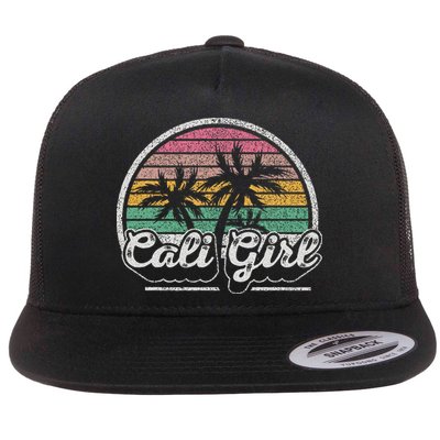 Cali Girl California Retro California Palm Trees Summer Flatbill Hat