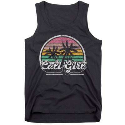 Cali Girl California Retro California Palm Trees Summer Tank Top
