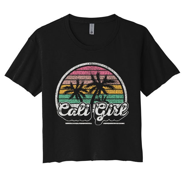 Cali Girl California Retro California Palm Trees Summer Crop Top