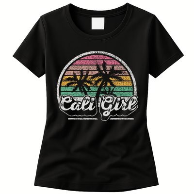 Cali Girl California Retro California Palm Trees Summer Womens T-Shirt