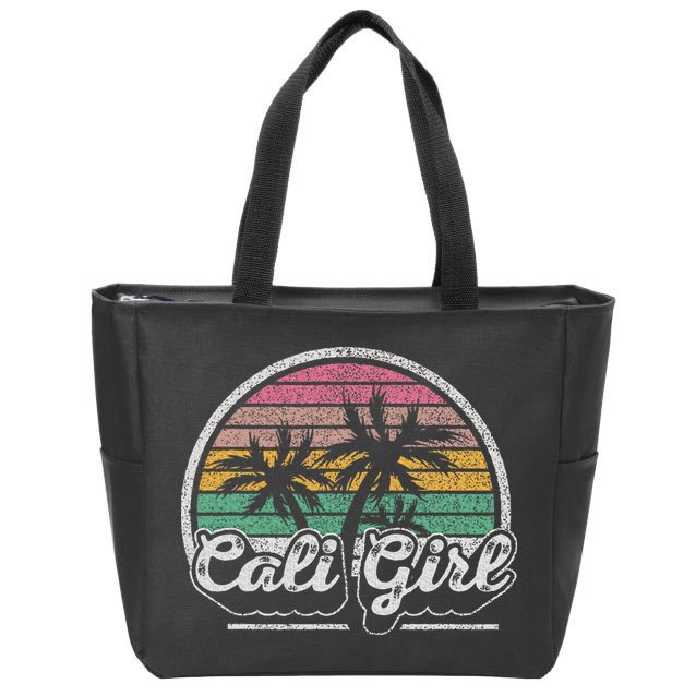 Cali Girl California Retro California Palm Trees Summer Zip Tote Bag