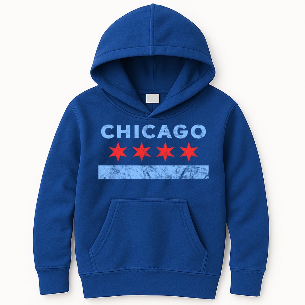 Chicago Gift Chicago Flag Gift Kids Hoodie