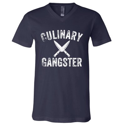 Culinary Gangster Cooking Themed Chefs Cooking Enthusiasts V-Neck T-Shirt