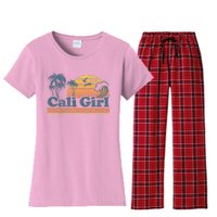 Cali Girl California Beach Summer Vacation Vintage 70s Retro Women's Flannel Pajama Set