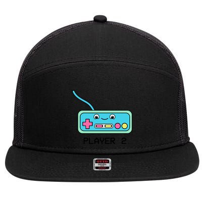 Cute Game Controller Kawaii Joystick Funny Gamer Boy Matching Gamer Couple 7 Panel Mesh Trucker Snapback Hat