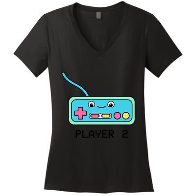 Cute Game Controller Kawaii Joystick Funny Gamer Boy Matching Gamer Couple Women's V-Neck T-Shirt