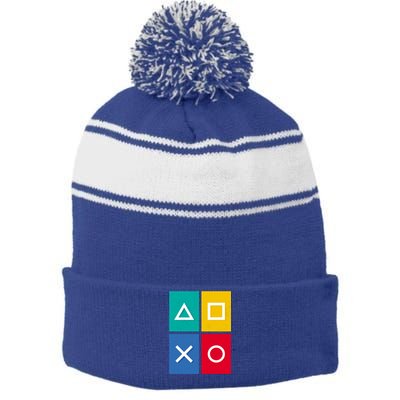 Colorful Gaming Controls Funny Game Day Cool Gamer Cool Gift Stripe Pom Pom Beanie