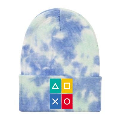 Colorful Gaming Controls Funny Game Day Cool Gamer Cool Gift Tie Dye 12in Knit Beanie