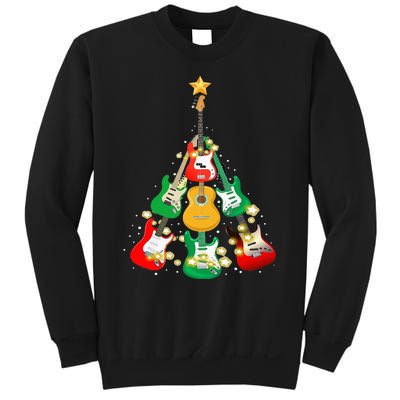 Cool Guitar Christmas Tree Light Guitar Lover Sweatshirt