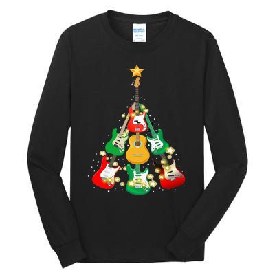 Cool Guitar Christmas Tree Light Guitar Lover Tall Long Sleeve T-Shirt