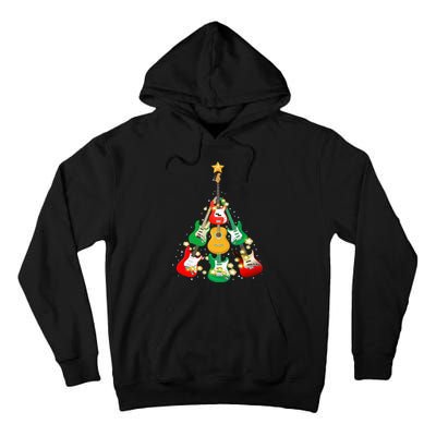 Cool Guitar Christmas Tree Light Guitar Lover Tall Hoodie