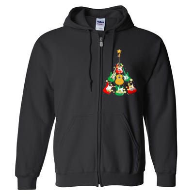 Cool Guitar Christmas Tree Light Guitar Lover Full Zip Hoodie