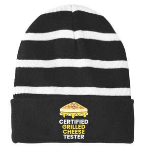 Certified Grilled Cheese Tester Striped Beanie with Solid Band