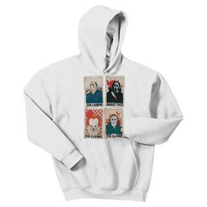 Camper Ghostface Clown Slaher Horror Characters Tarot Card Horror Halloween Kids Hoodie