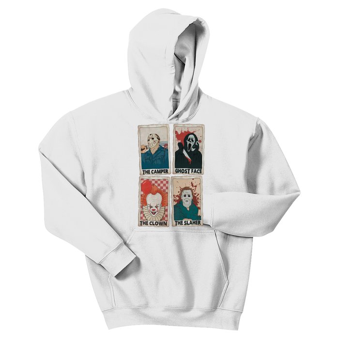 Camper Ghostface Clown Slaher Horror Characters Tarot Card Horror Halloween Kids Hoodie