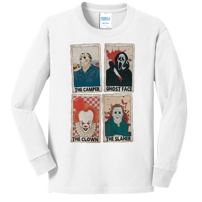 Camper Ghostface Clown Slaher Horror Characters Tarot Card Horror Halloween Kids Long Sleeve Shirt