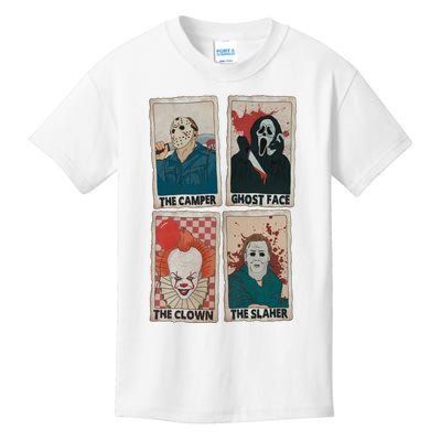 Camper Ghostface Clown Slaher Horror Characters Tarot Card Horror Halloween Kids T-Shirt