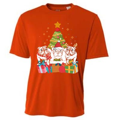 Christmas Gift Cute English Bulldog Dog Xmas Tree Gift Cooling Performance Crew T-Shirt