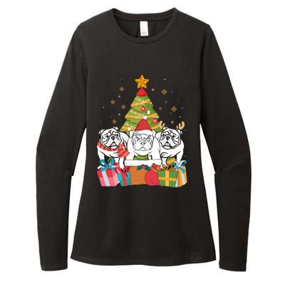 Christmas Gift Cute English Bulldog Dog Xmas Tree Gift Womens CVC Long Sleeve Shirt