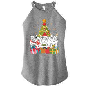 Christmas Gift Cute English Bulldog Dog Xmas Tree Gift Women's Perfect Tri Rocker Tank