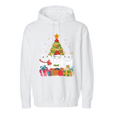 Christmas Gift Cute English Bulldog Dog Xmas Tree Gift Garment-Dyed Fleece Hoodie