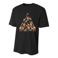 Cute Giraffe Christmas Tree Giraffe Lovers Xmas Holiday Youth Performance Sprint T-Shirt