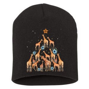 Cute Giraffe Christmas Tree Giraffe Lovers Xmas Holiday Short Acrylic Beanie