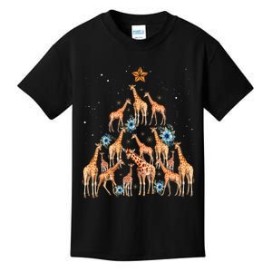 Cute Giraffe Christmas Tree Giraffe Lovers Xmas Holiday Kids T-Shirt