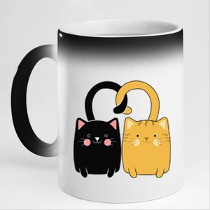 Cute Ginger Cat Black Kitten Love Valentines Day Funny 11oz Black Color Changing Mug