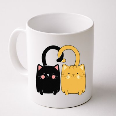 Cute Ginger Cat Black Kitten Love Valentines Day Funny Coffee Mug