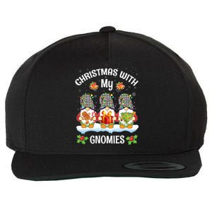 Cute Gnome Christmas Funny Holiday Christmas With My Gnomies Gift Wool Snapback Cap