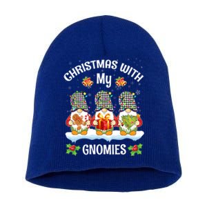 Cute Gnome Christmas Funny Holiday Christmas With My Gnomies Gift Short Acrylic Beanie