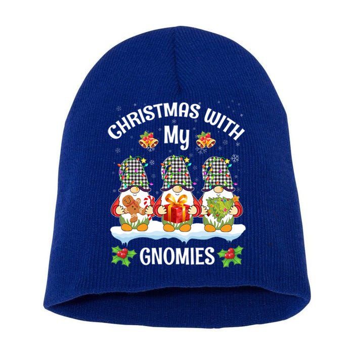 Cute Gnome Christmas Funny Holiday Christmas With My Gnomies Gift Short Acrylic Beanie