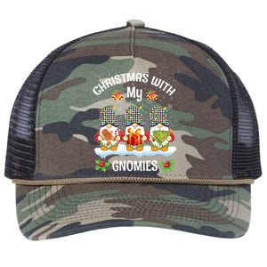 Cute Gnome Christmas Funny Holiday Christmas With My Gnomies Gift Retro Rope Trucker Hat Cap